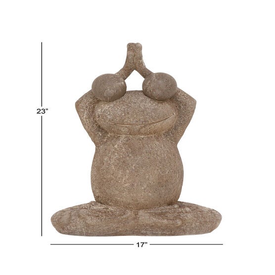 Brown Polystone Eclectic Frog Garden Sculpture, , alternate image number null