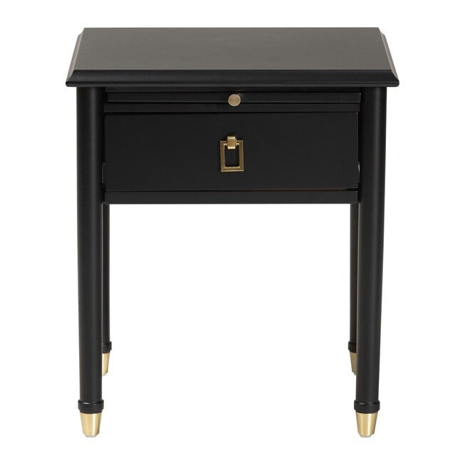 Tamra Black Wood Nightstand with Pullout Shelf, BLACK, alternate image number 4