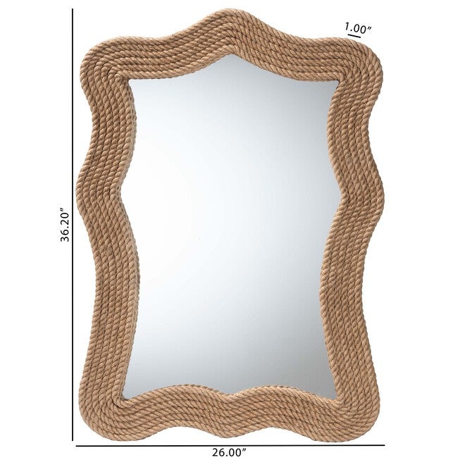 bali & pari Quiana Coastal Woven Rope Accent Wall Mirror, NATURAL BROWN, alternate image number 4