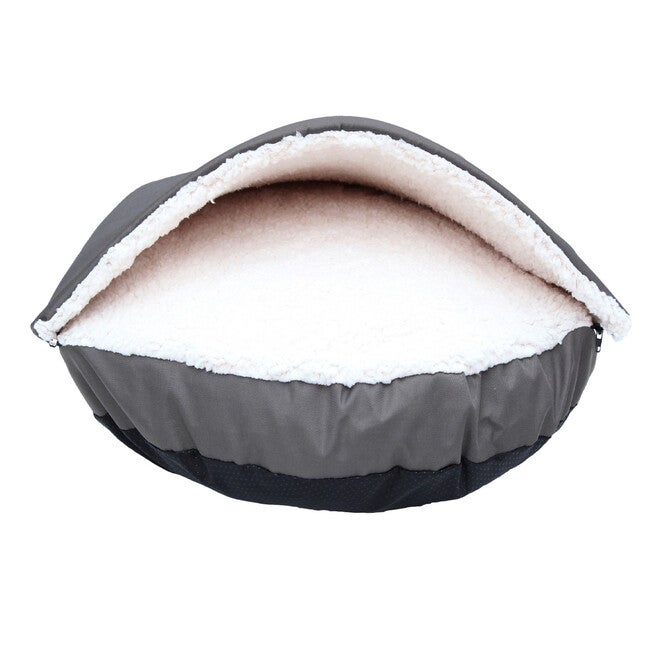 Happycare Tex Durable Oxford to Sherpa Pet Cave and Round Pet Bed, 25 inches, with Removable top and Insert,Gray, , on-hover image number null
