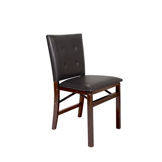 Parson'S Wood Folding Chairs, Set Of 2, EXPRESSO BONDED LEATHER, hi-res image number null