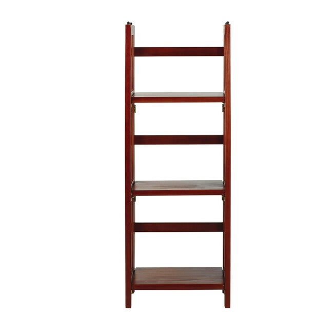 3-Shelf Folding Bookcase 14 inches Wide-Mahogany, MAHOGANY, hi-res image number null