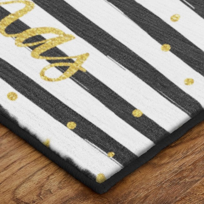 Christmas Stripe Black/White Kitchen Rug, , on-hover image number 1