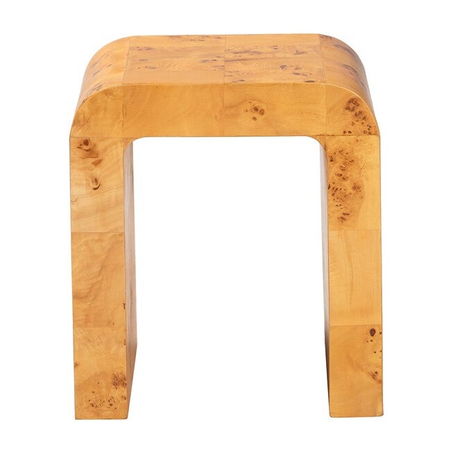 Revelle Modern and Contemporary Natural Light Mappa Real Burl Wood End Table, LIGHT MAPPA BURL, alternate image number 2