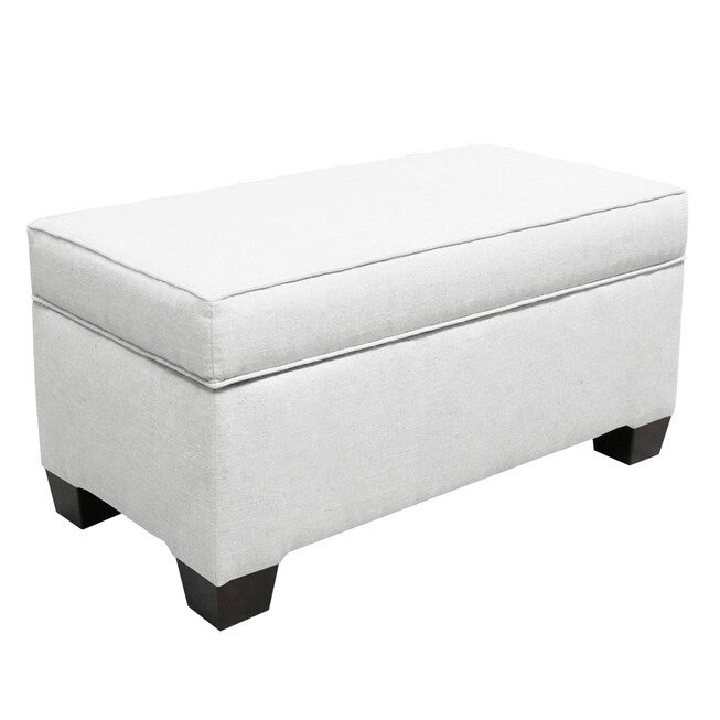 Upholstered Plain Top Storage Bench in Twill, WHITE, hi-res image number null