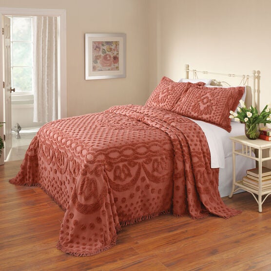 Georgia Chenille Bedspread, CORAL, hi-res image number null