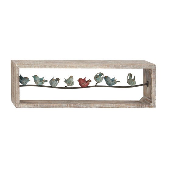 White Wood Farmhouse Birds Wall Decor, WHITE, hi-res image number null