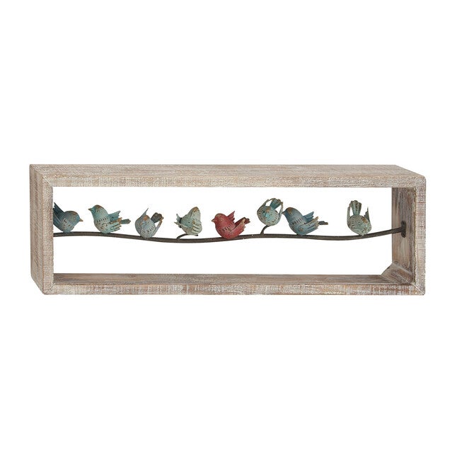 White Wood Farmhouse Birds Wall Decor, WHITE, hi-res image number 0