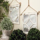 Set Of 4 White Wood Vintage Decor Wall Mirror, , alternate image number null