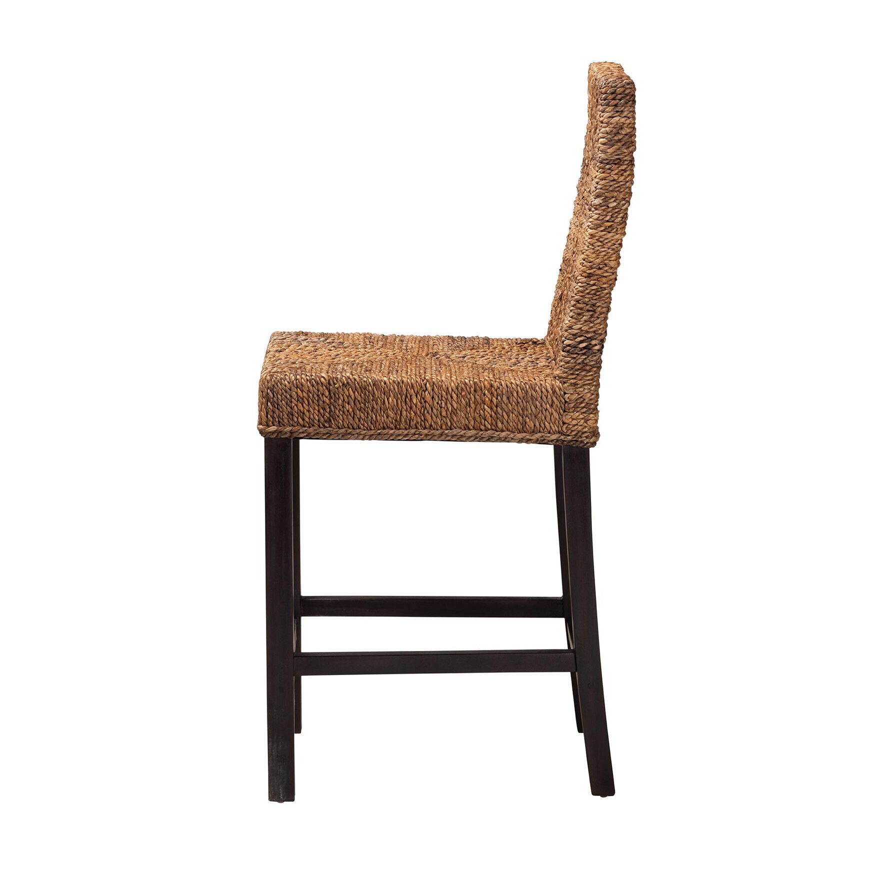 Laymi Modern Bohemian Dark Brown Mahogany Wood and Seagrass Counter Stool, , alternate image number 8