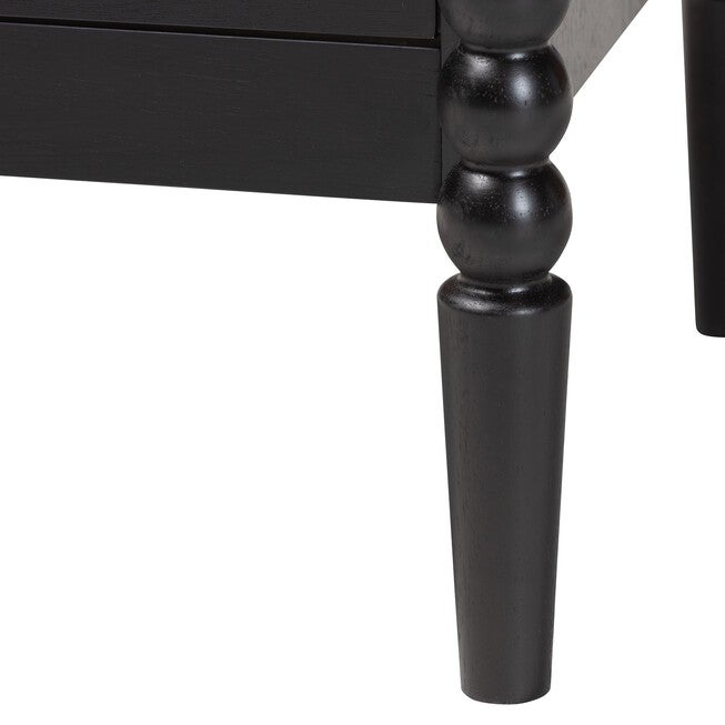 Baxton Studio Lucera Mid-Century Black 2-Drawer Bobbin Nightstand, BLACK, alternate image number 6