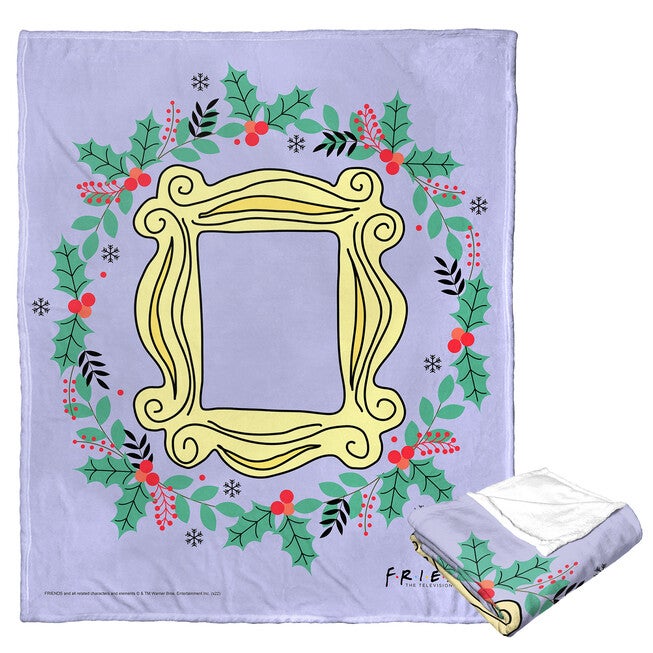 Wb Friends Wreath Silk Touch Throw Blanket, O, hi-res image number null