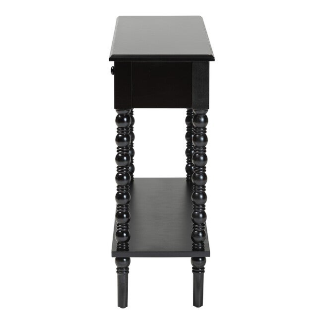 Malinda Classic Black Wood 2-Drawer Console Table with Spindle Legs, BLACK, alternate image number null