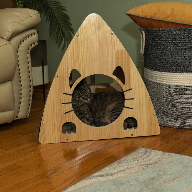 Armarkat Real Wood Medium Triangular Natural Solid Wood Cat Condo S2106 Cat House, , alternate image number 5