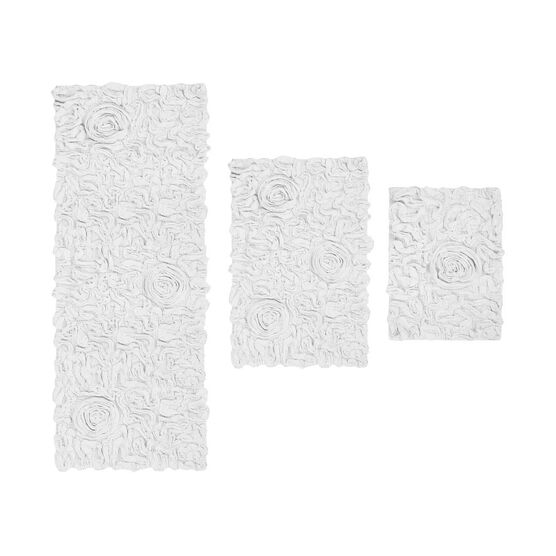 Bell Flower 3 Piece Bath Rug Collection, WHITE, hi-res image number null