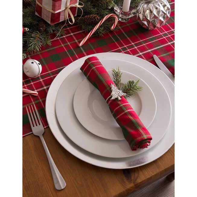 Tartan Holly Plaid Table Runner 14x72, , alternate image number null