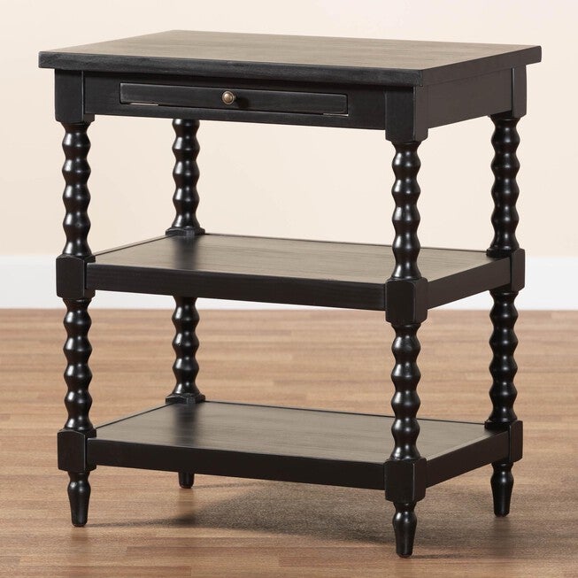 Imogene Retro-Modern Black Wood End Table, , alternate image number null