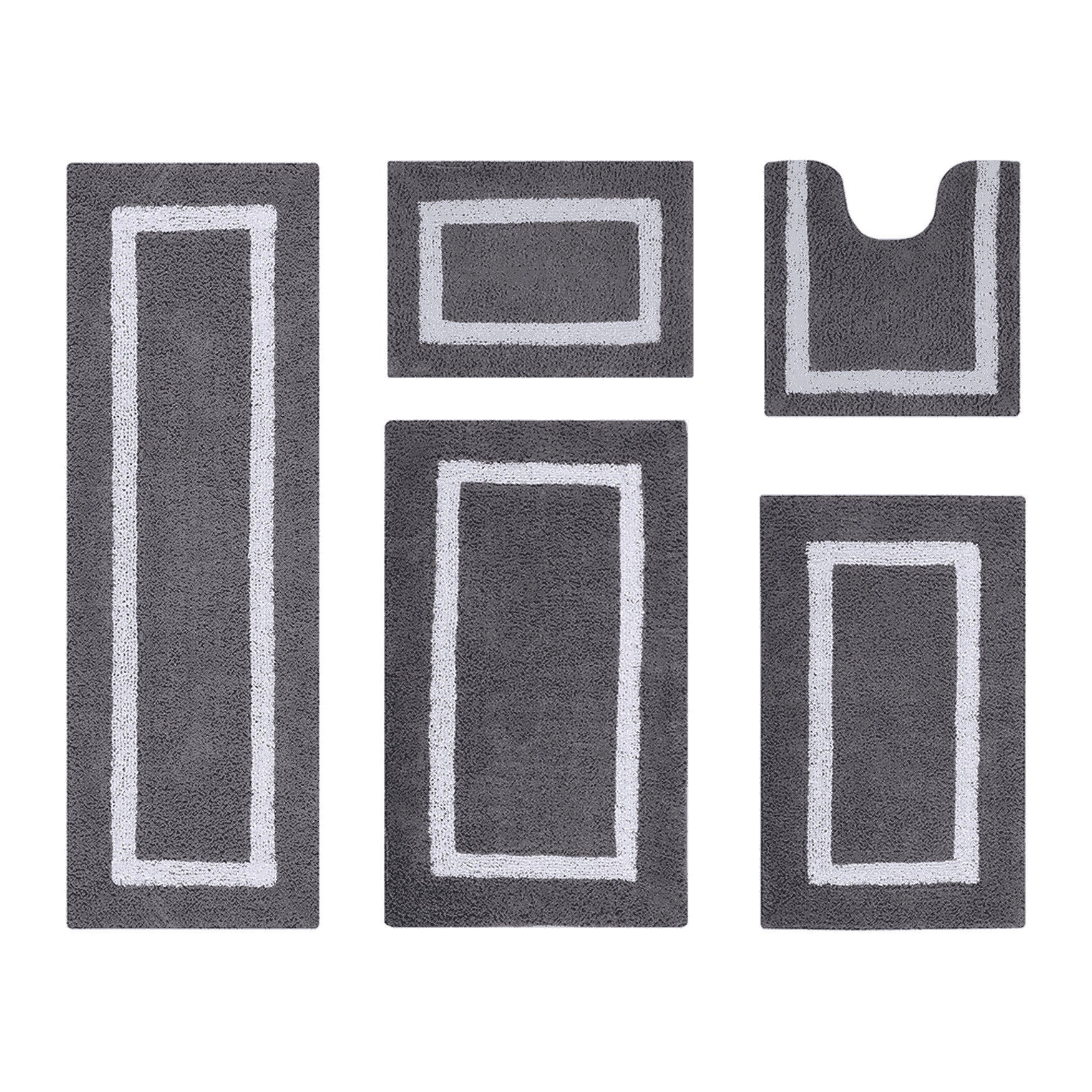 Hotel Collection 100% Cotton 5 Piece (17" X 24" | 20" X 20" | 21" X 34" | 24" X 40" | 20" X 60") Bath Rug Set