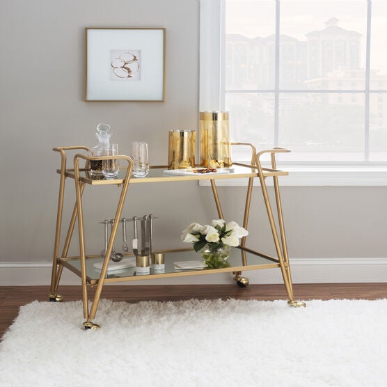 Gold Mid-Century Bar Cart, , alternate image number null