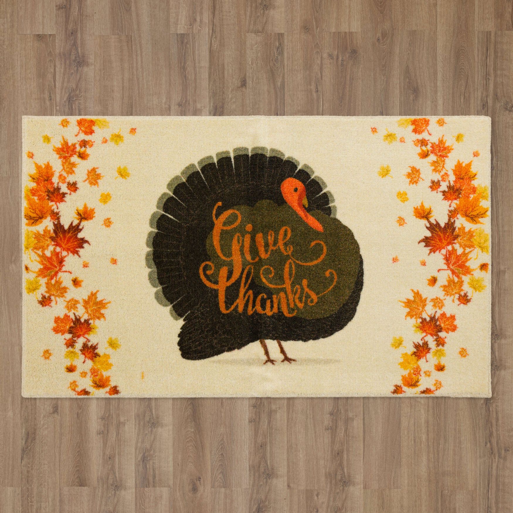 Give Thanks Turkey Cream Kitchen Rug, , alternate image number 4