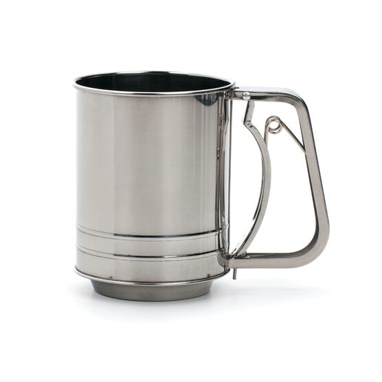 Triple Mesh Stainless Steel 3 Cup Flour Sifter, GRAY, hi-res image number null