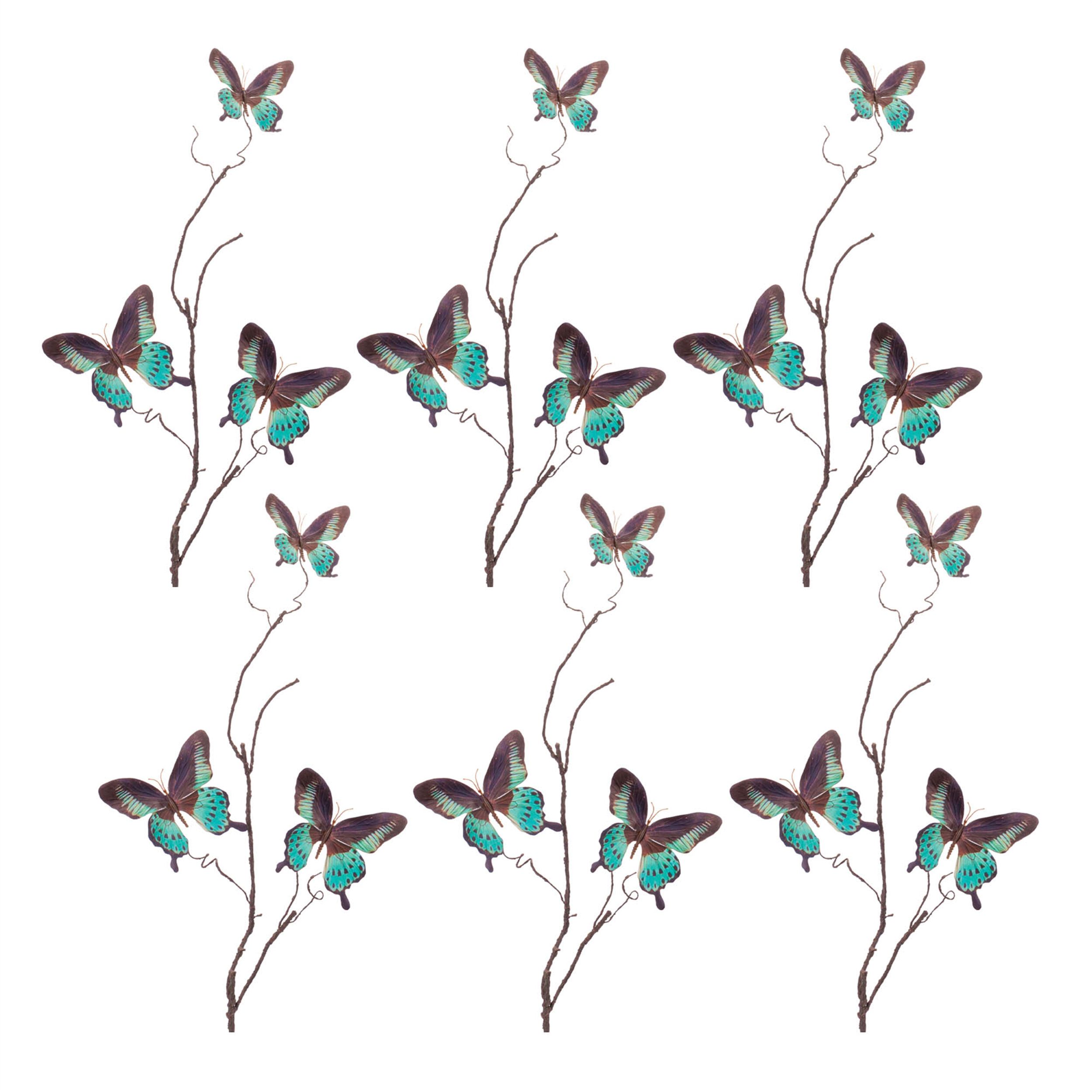 Butterfly Twig Spray Set of 6, BLUE BLACK, alternate image number 2