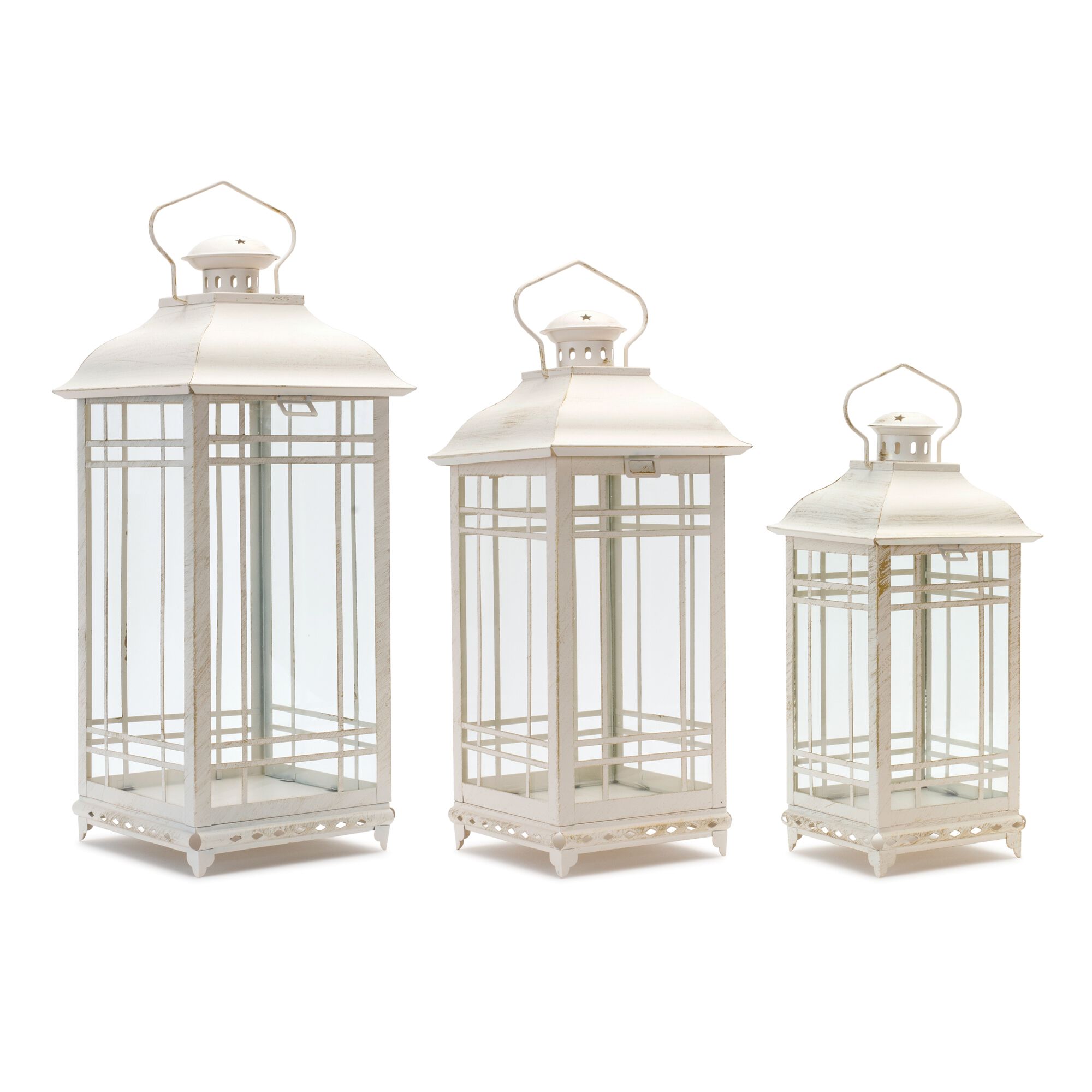 Lantern (Set of 3) 14 inchesH, 17 inchesH, 20 inchesH Metal/Glass, WHITE, hi-res image number 0