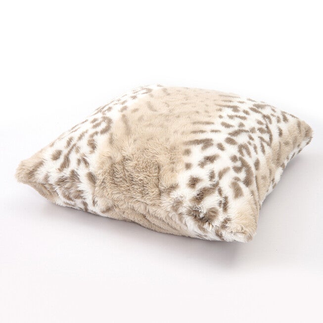 SNOW LEOPARD FAUX FUR PILLOW 18X18, , on-hover image number null