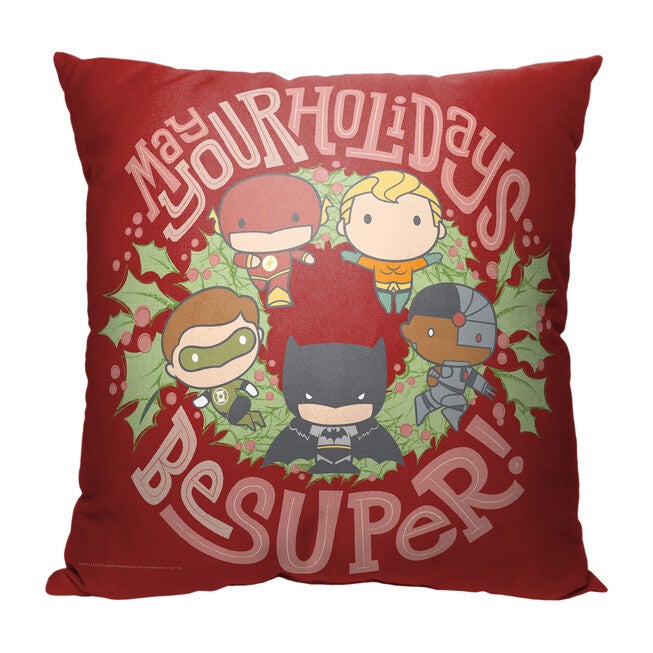 Wb Dc Justice League Super Holidays Printed Throw Pillow, O, hi-res image number null