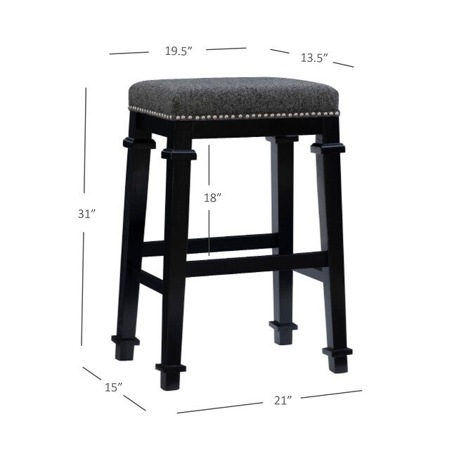 Kennedy Black Tweed Backless Bar Stool Backless Stools, , alternate image number null