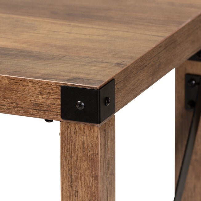 Rumi Modern Farmhouse Natural Brown Finished Wood And Black Metal Console Table, , alternate image number null