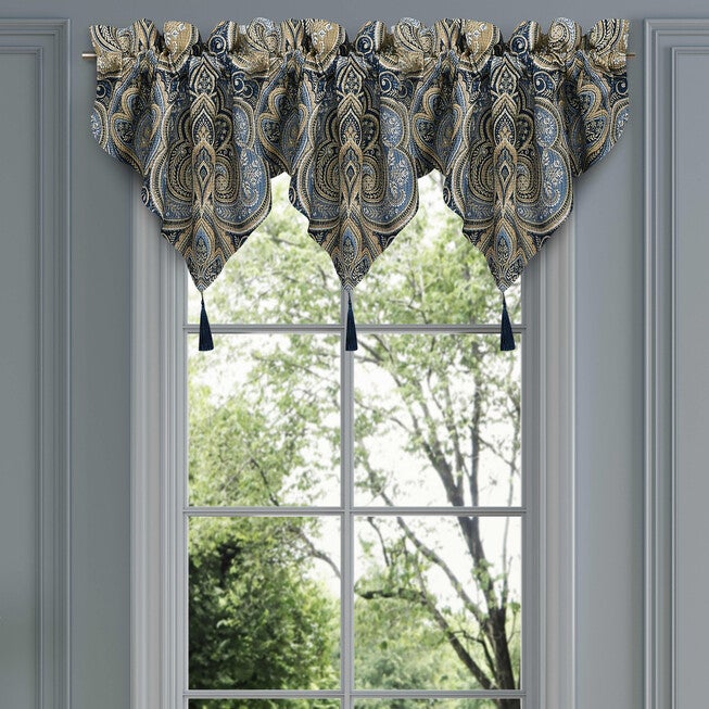 Messina Navy Window Ascot Valance, NAVY, hi-res image number null