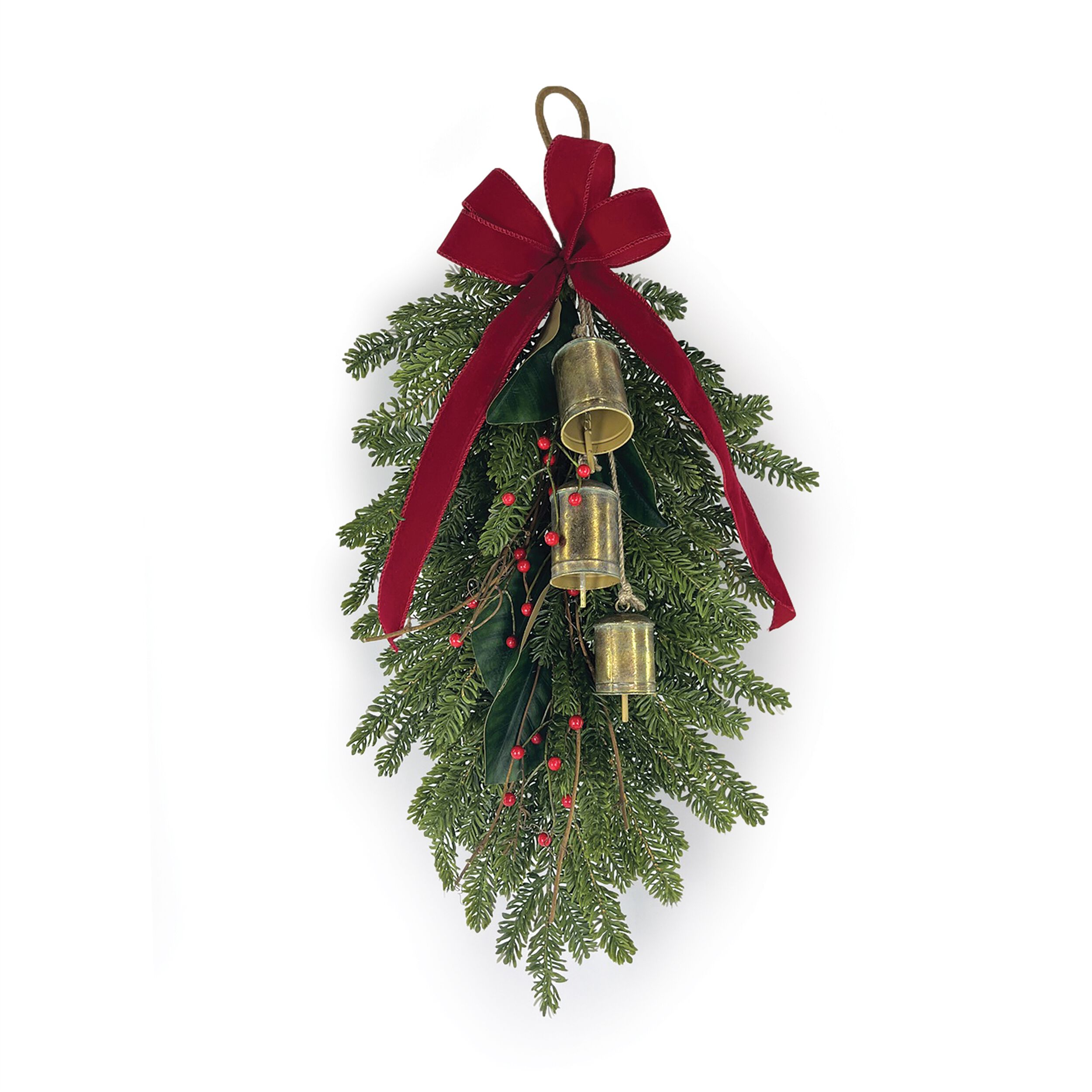 Fresh Touch Pine Swag with Bells and Bow 32 inchesL, UNKNOWN, hi-res image number 0