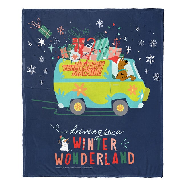 Wb Scooby Doo Driving In A Winter Wonderland Silk Touch Throw Blanket, , on-hover image number null