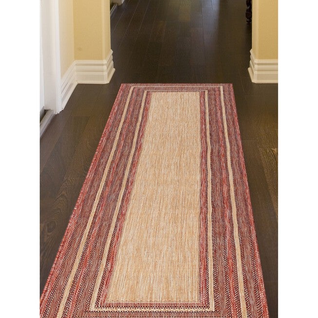 Liora Manne Carmel Multi Border Indoor/Outdoor Rug Green 23 inchesX7 feet 6 inches, , alternate image number null