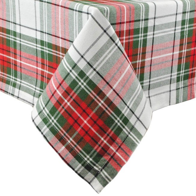 Christmas Plaid Tablecloth 60x104, RED, hi-res image number 0