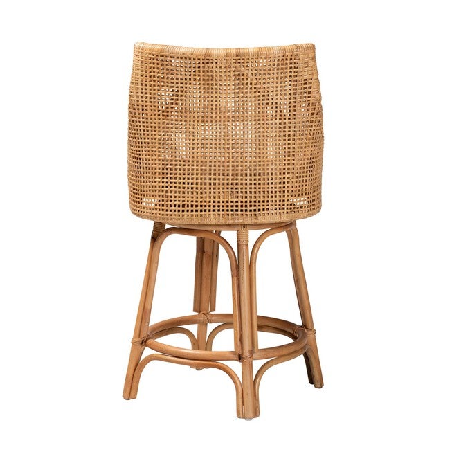 Bella Modern Bohemian Natural Brown Rattan Counter Stool, , alternate image number null