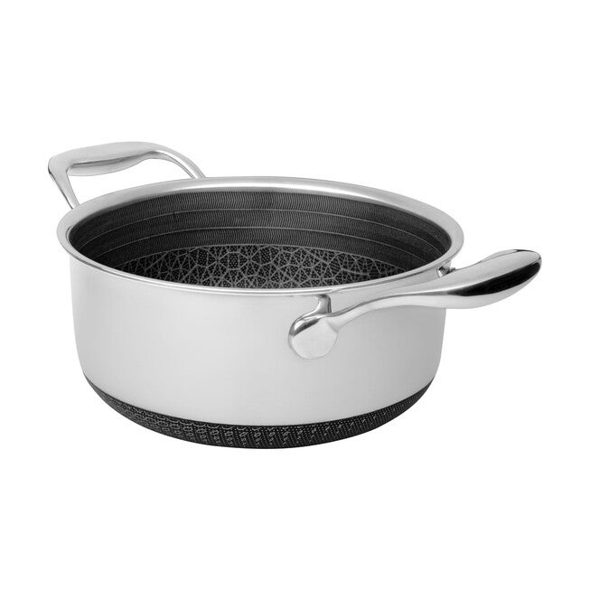 LIVWELL DiamondClad™ 3 Quart Hybrid Nonstick Stainless Steel Stock Pot and Lid, Dishwasher Safe, PFOA-free – Silver/Black, SILVER, alternate image number null