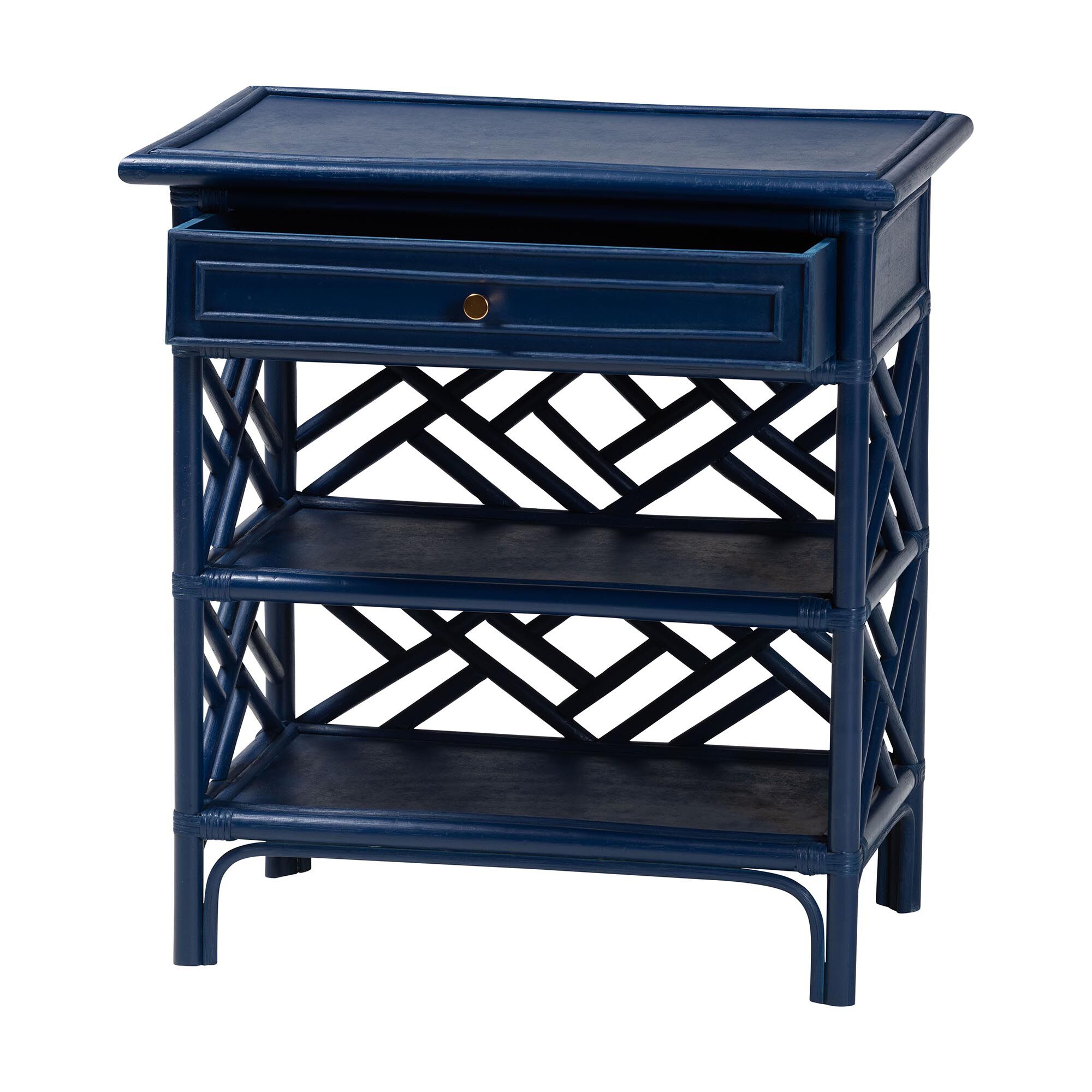 Tiaret Natural Rattan Nightstand, Blue, BLUE, alternate image number 2