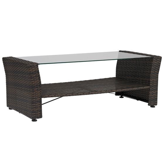 Santiago Glass Top Coffee Table, BROWN