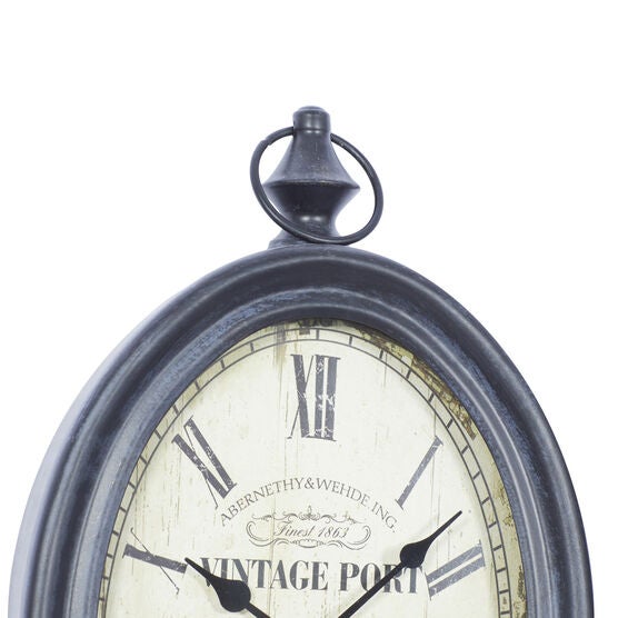Set Of 2 Black Metal Vintage Wall Clock, , alternate image number null