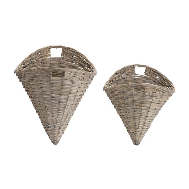 Wall Basket (Set of 2) 11.5 inches x 13.25 inchesH, 13 inches x 16.5 inchesH Willow, GREY, hi-res image number null