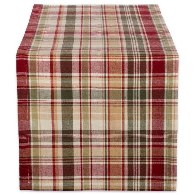 Give Thanks Plaid Table Runner 14x108, TAN, hi-res image number null
