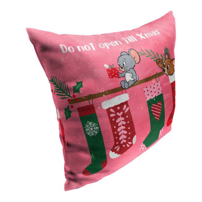 Wb Tom And Jerry Don’T Open Till Xmas 18X18 Printed Throw Pillow, , alternate image number null