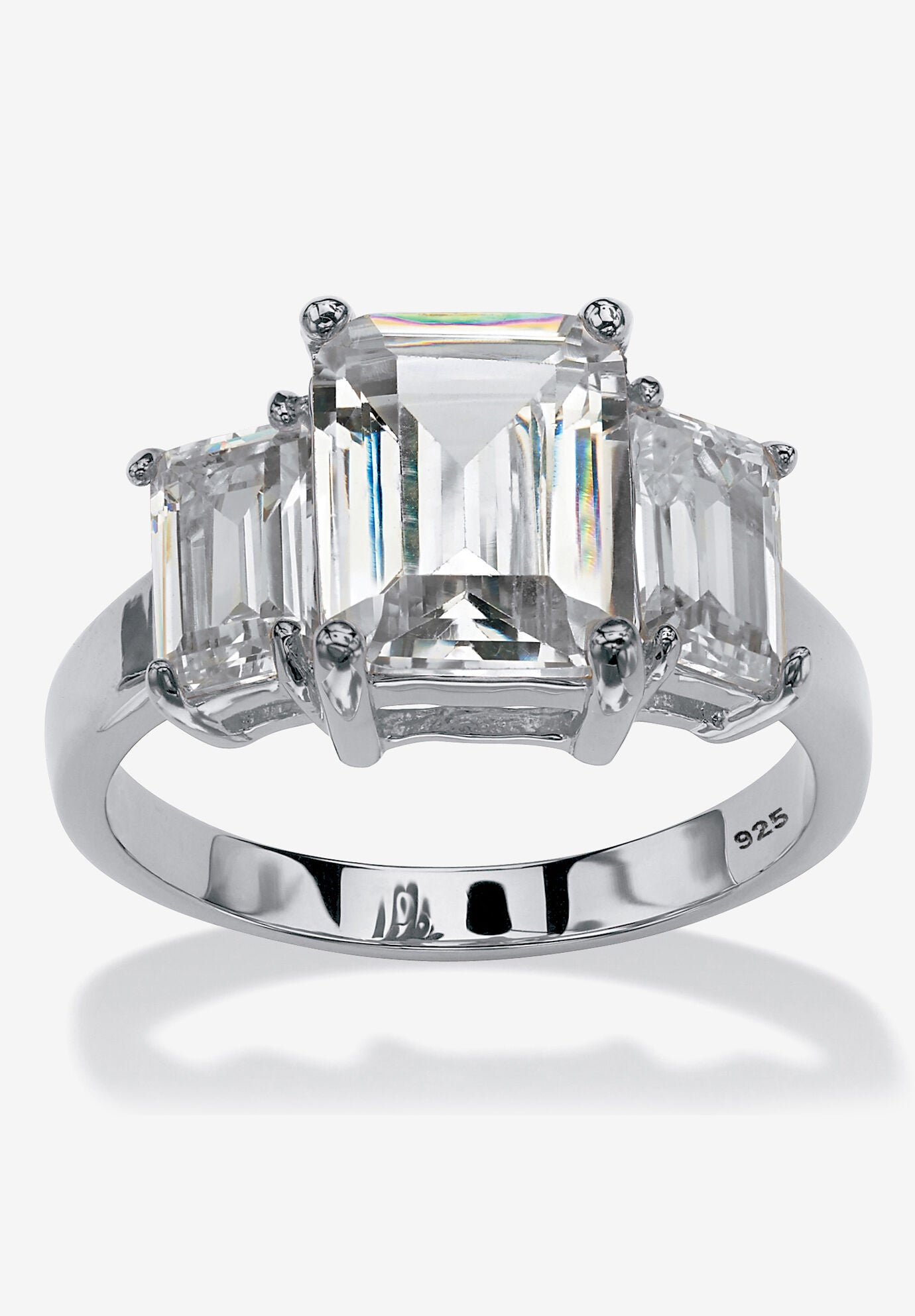 Sterling Silver 3 Square Simulated Birthstone Ring