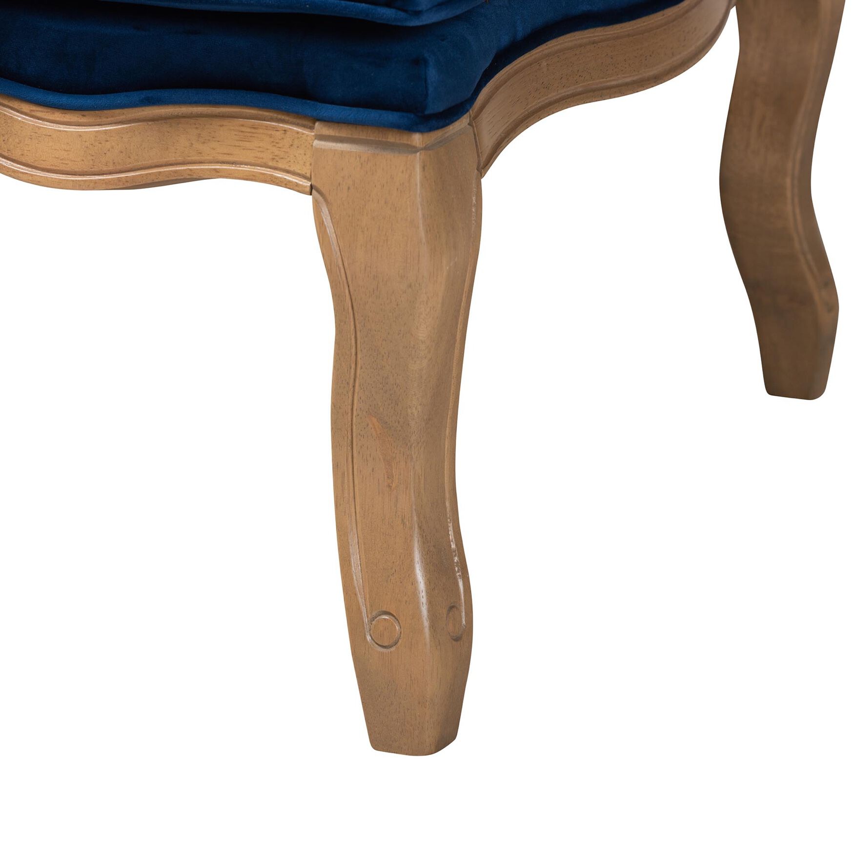 Jules Traditional Navy Blue Fabric And French Oak Brown Finished Wood Accent Chair, , alternate image number 6