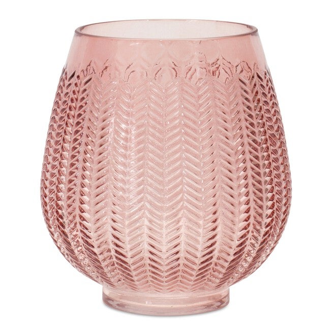 Vase 7 inchesD x 8 inchesH Glass, PINK, hi-res image number null