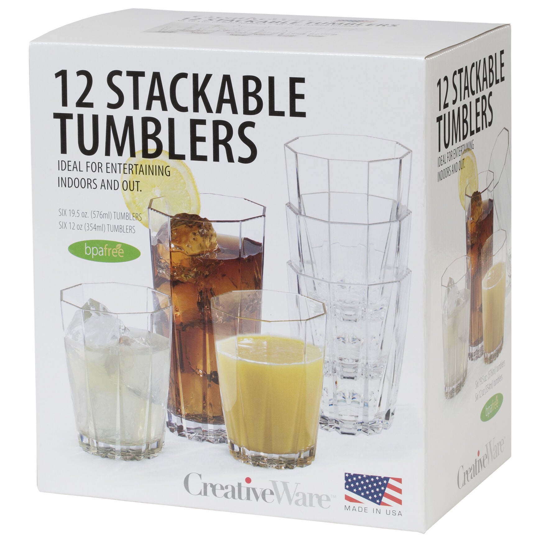 Creative Ware 12 piece Stackable Tumbler Set, CLEAR, hi-res image number 0