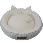 Stripe Printing poly-cotton cozy round cat bed , 21 inch, , on-hover image number null