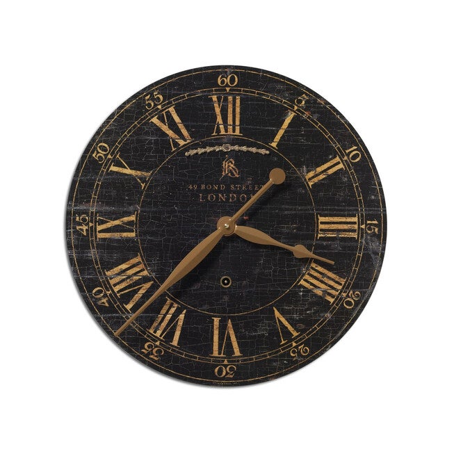 Bond Street 18 inches Black Wall Clock, GRAY, hi-res image number 0